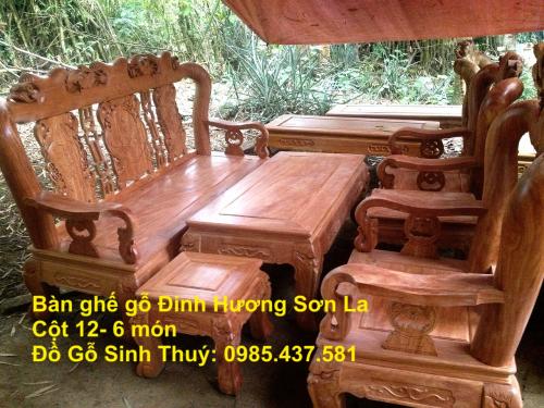 Bộ bàn ghế gỗ Đinh Hương Sơn La cột 12