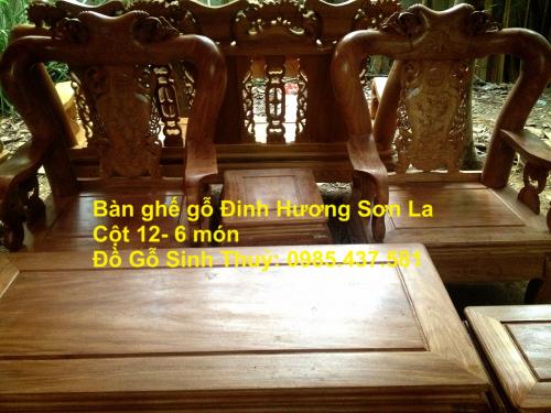 Bộ bàn ghế gỗ Đinh Hương Sơn La cột 12